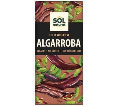 Chocolate Algarroba SinGluten Bio Vegan 70g Solnatural Chocolate Algarroba SinGluten Bio Vegan 70g Solnatural