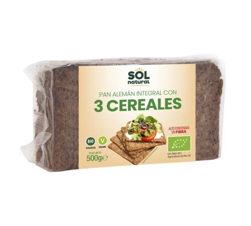 Pan Aleman Tres Cereales Bio 500g Solnatural