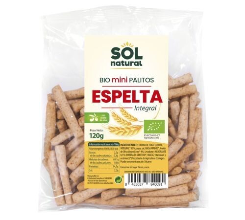 Mini Palitos de Espelta Integral Bio Vegan 120g Solnatural