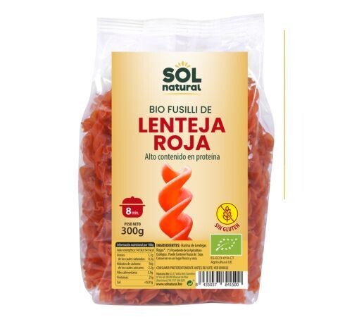Fusilli de Lenteja Roja SinGluten Bio Vegan 300g
