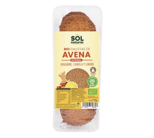 Galletas Avena Jengibre Canela y Limon 175g Solnatural
