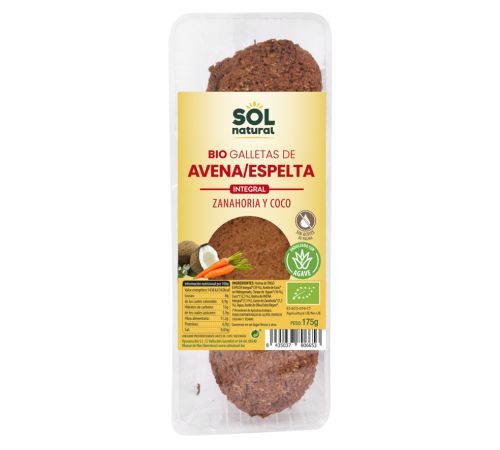 Galletas Espelta Avena Zanahoria y Coco Bio 175g Solnatural