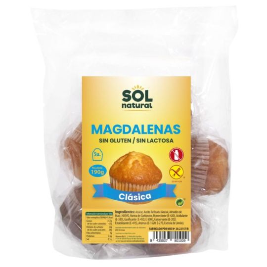 MAGDALENAS CLASICA SOL NATURAL 5 UNIDADES 190G