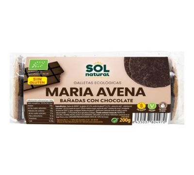 Galleta Maria Avena Bañada Choco Eco SinGluten 200g Solnatural Galleta Maria Avena Bañada Choco Eco SinGluten 200g Solnatural