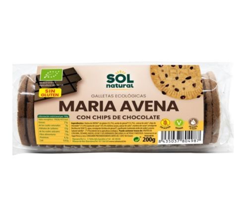 Galletas Maria Avena Chips Choco Eco SinGluten 200g Solnatural