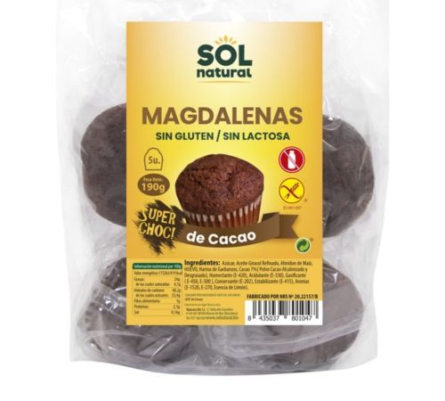 Magdalenas de Cacao SinGluten 5ud Solnatural
