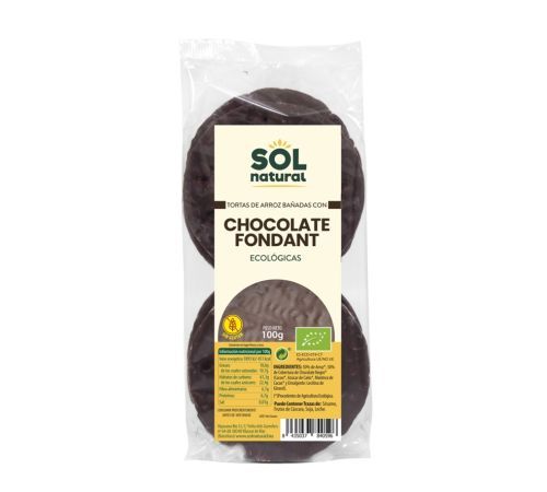 Tortitas de Arroz con Chocolate Fondant SinGluten Bio Vegan 100g Solnatural