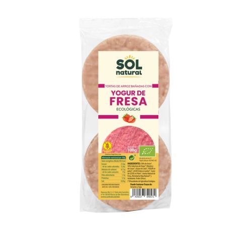Tortas de Arroz con Yogur de Fresa SinGluten Bio 100g Solnatural