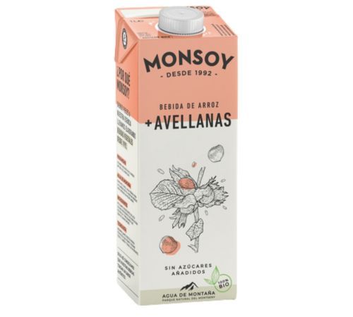 Bebida Vegetal de Arroz con Avellana SinGluten Bio 1L Monsoy