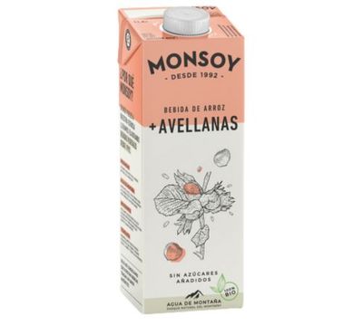 Bebida Vegetal de Arroz con Avellana SinGluten Bio 1L Monsoy