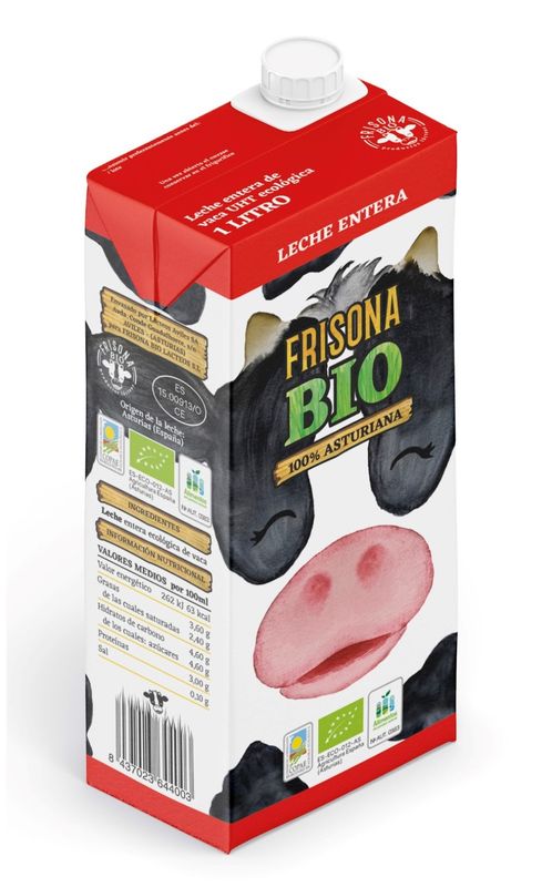 Leche Entera Frisona BIO 100% Asturiana, 1 Litro