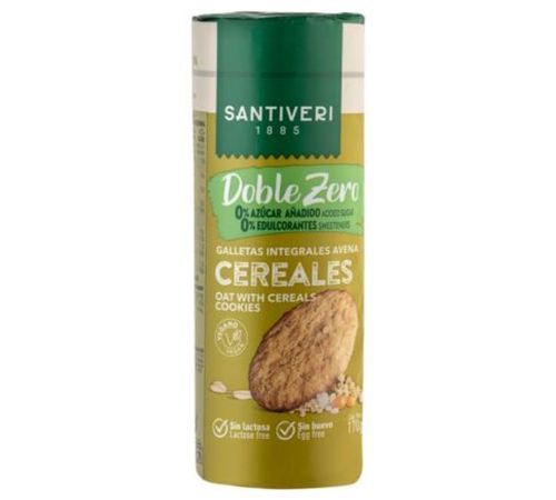 Galletas Integrales Avena Doble Zero Vegan 170g Santiveri