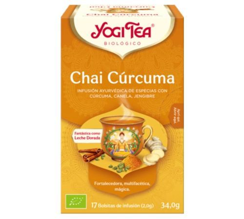 Te Chai Curcuma SinGluten Bio Vegan 6cajasx17inf Yogi Tea