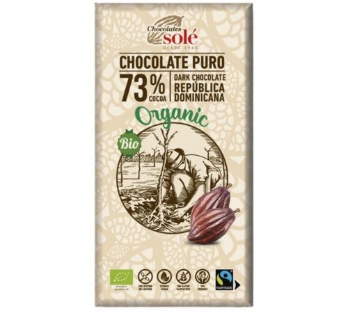 Chocolate Negro 73 SinGluten Bio Vegan 100g Chocolates Sole