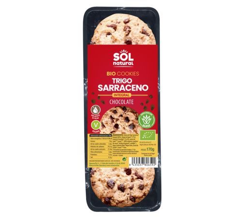 Galletas Cookies Trigo Sarraceno y Choco Bio Vegan 170g Solnatural