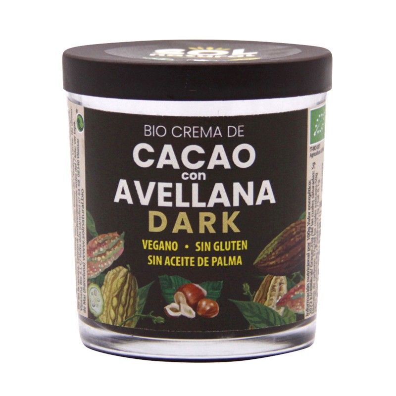 Crema Cacao Avellanas Dark Bio Vegan SinGluten 200g Solnatural