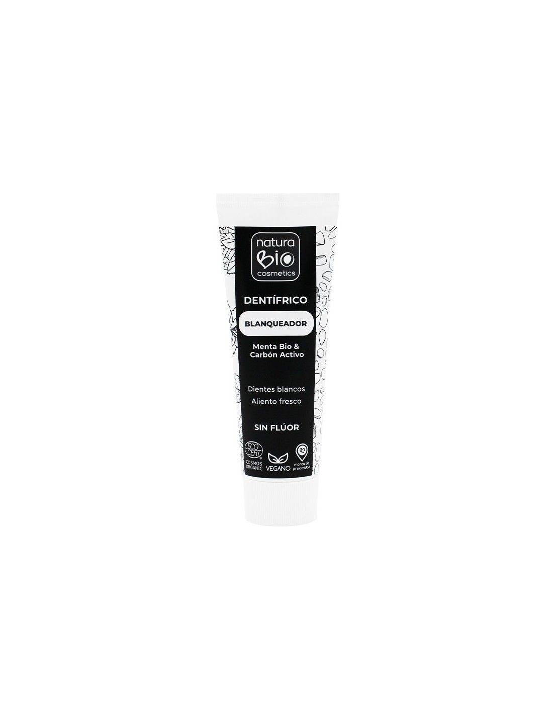 Dentifrico Blanqueador Menta y Carbon Activo SinGluten Eco Vegan 75ml Naturabio Cosmetics