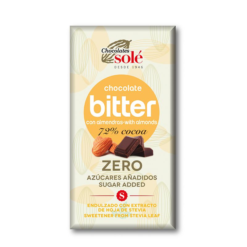 Chocolate Negro 72% con Almendra y Estévia – 100g