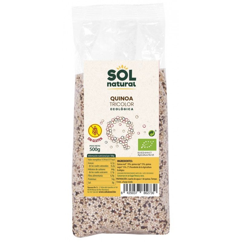 Quinoa Real Tricolor SinGluten Bio 500g Solnatural