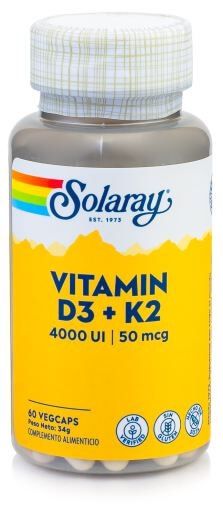 Vitamina-D3K2 SinGluten 60caps Solaray