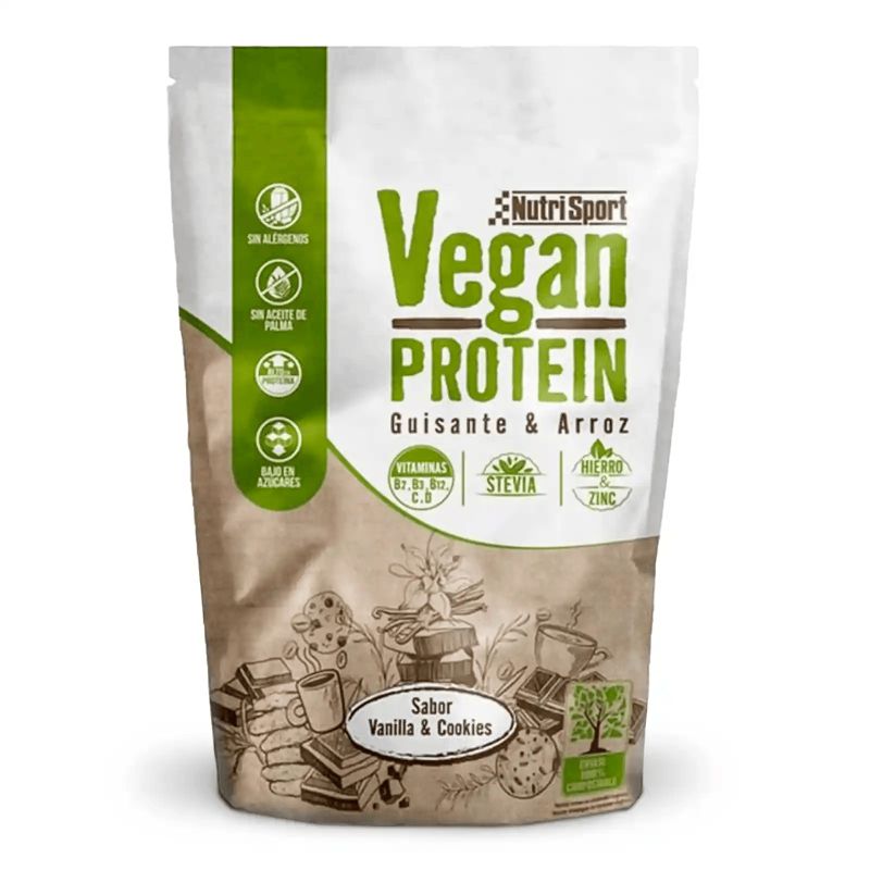 Protein Guisante y Arroz Sabor Vainilla Vegan 468g Nutri-Sport