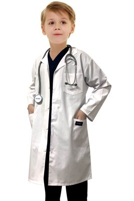 Children&#39;s / kids labcoat 3 pocket full sleeve in poplin fabric with Plastic Buttons