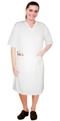 V neck half sleeve nursing dress with zip and 2 front pockets knee length