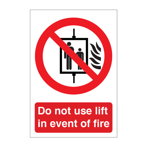 Do Not Use Lift in Event of Fire Sticker
