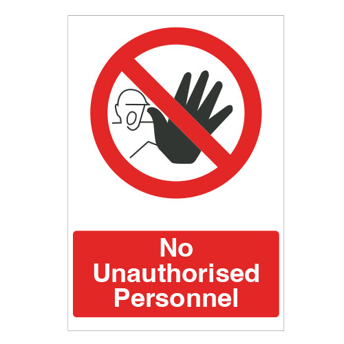 No Unauthorised Personnel Vinyl Warning Sticker
