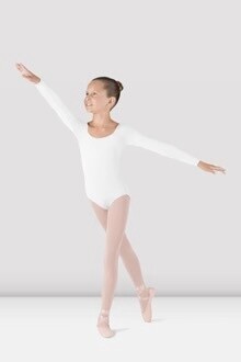 BLOCH CHILDREN&#39;S BASIC LONG SLEEVE LEO, COLOR: WHITE, Size: 2-4