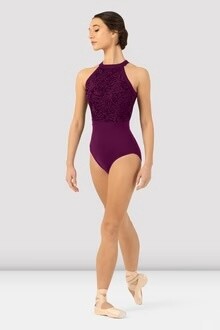 BLOCH BERRY MESH BODICE HALTER LEOTARD, Size: SMALL