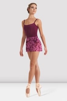 BLOCH TEINA PRINTED WRAP SKIRT, COLOR: BURGUNDY, Size: LARGE