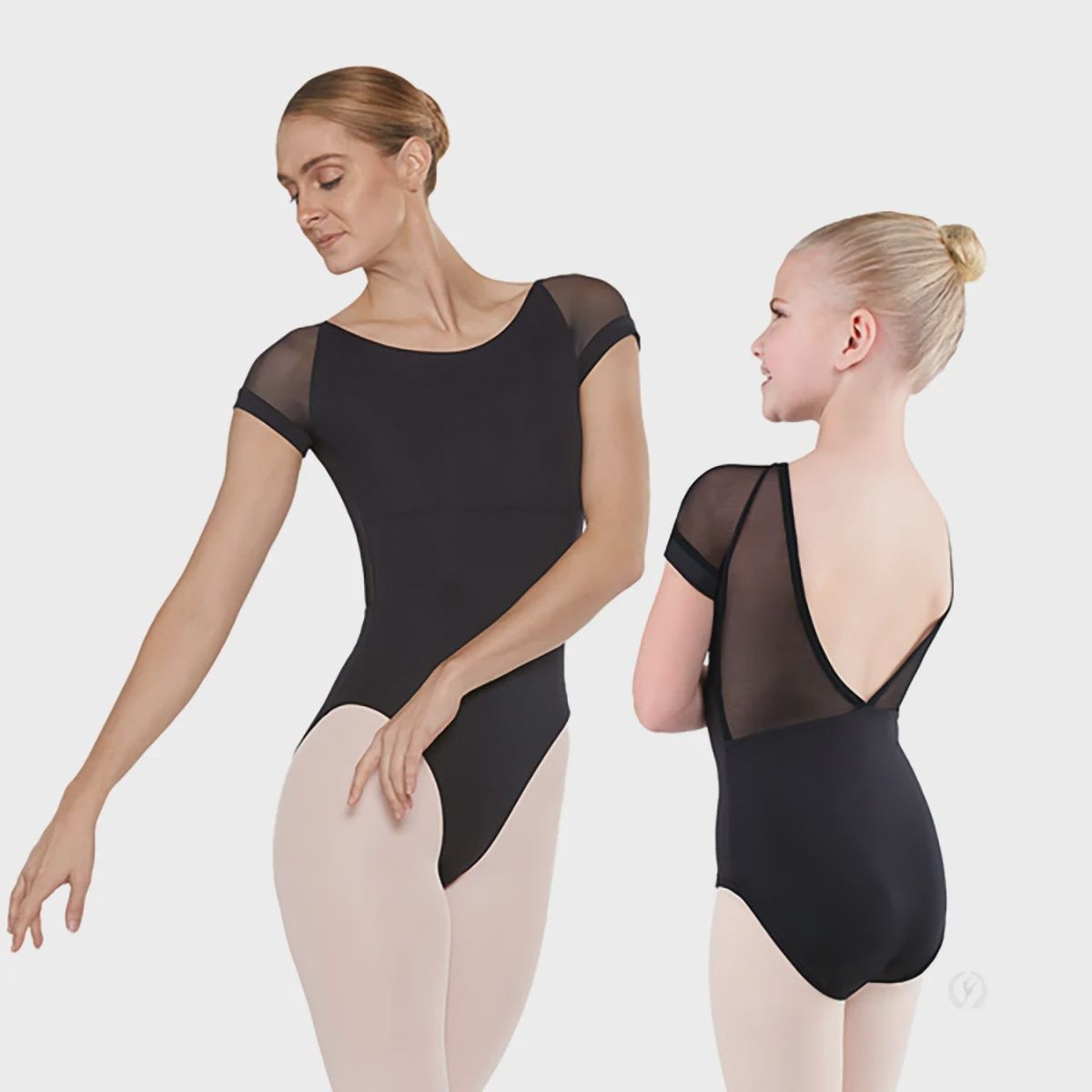 EUROTARD BLACK CHILD MESH CAP SLEEVE LEOTARD