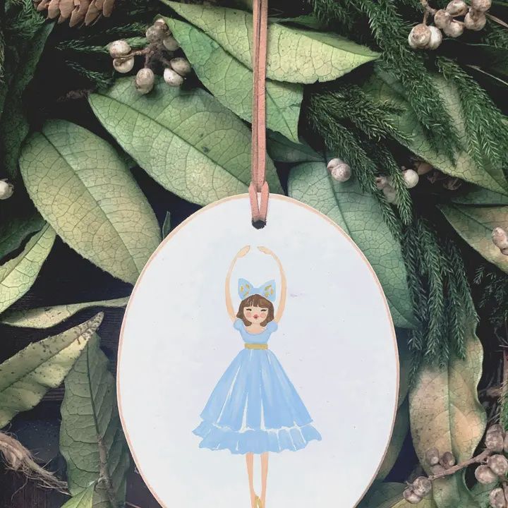 CAC OVO1011 BLUE BALLERINA OVAL ORNAMENT