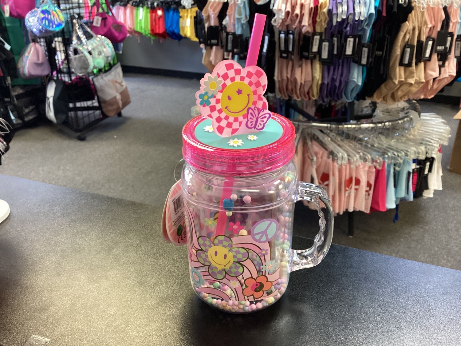 HOT FOCUS GLOW IN THE DARK MASON JAR, STYLE: GROOVY FLOWER