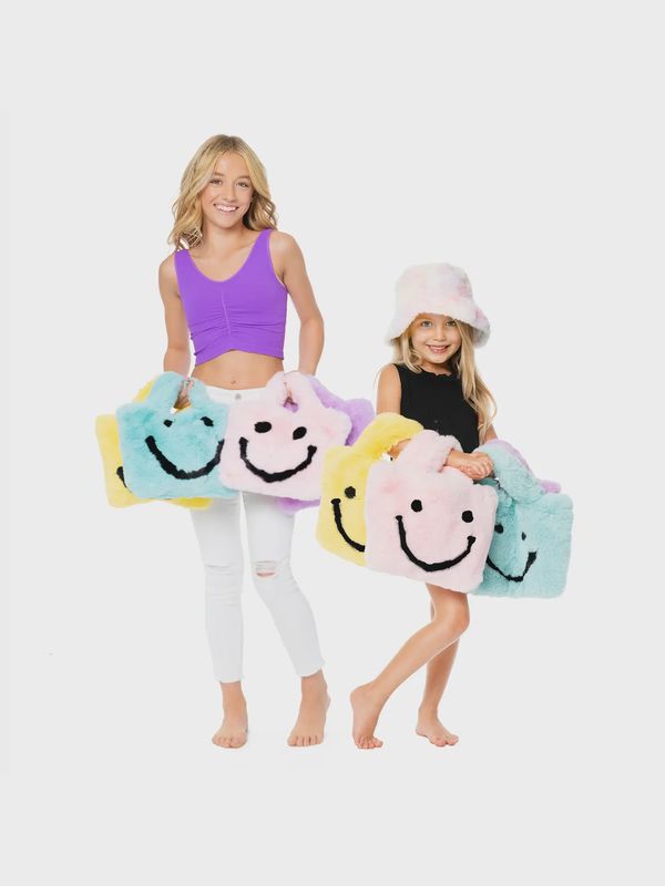 MS 20284 SFPURSE FAUX FIR HAPPY FACE PURSE