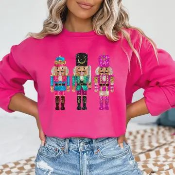 NU KUSTOMZ HOT PINK NUTCRACKER SEQUIN SWEATSHIRT