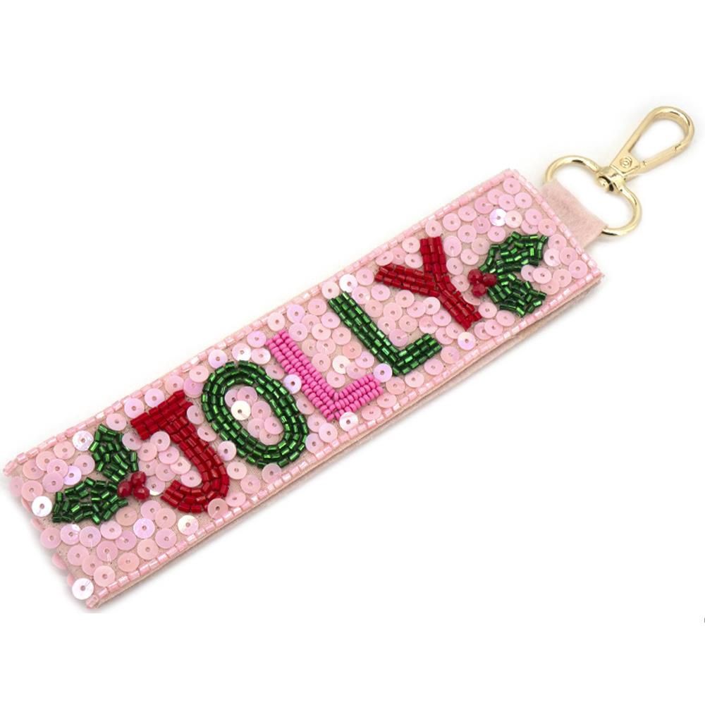 JOIA ACCESSORIES JOLLY CHRISTMAS KEY CHAIN, COLOR: PINK