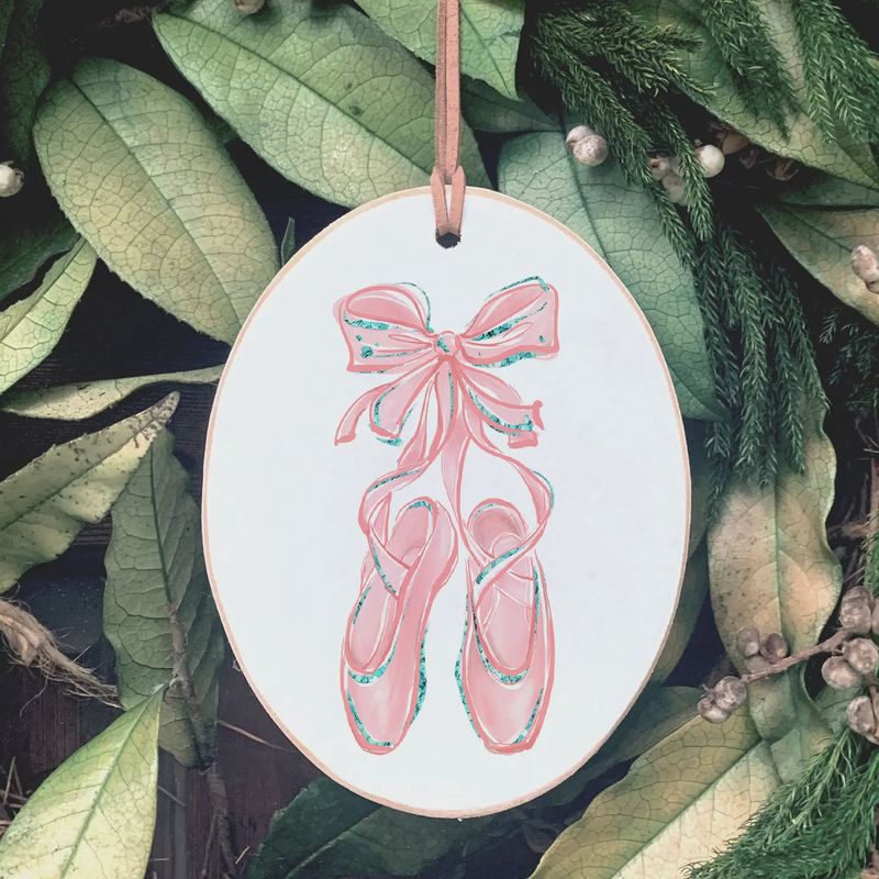 CLAIRMONT &amp; CO WOODEN POINTE SHOE ORNAMENT