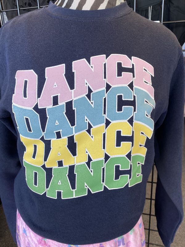 NAVY SWEATSHIRT W/MULTI LETTER DANCE