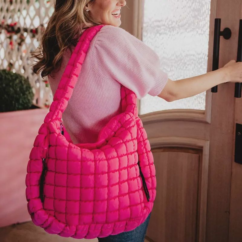 KATYDID OVERSIZED QUILTED HOBO TOTE BAG