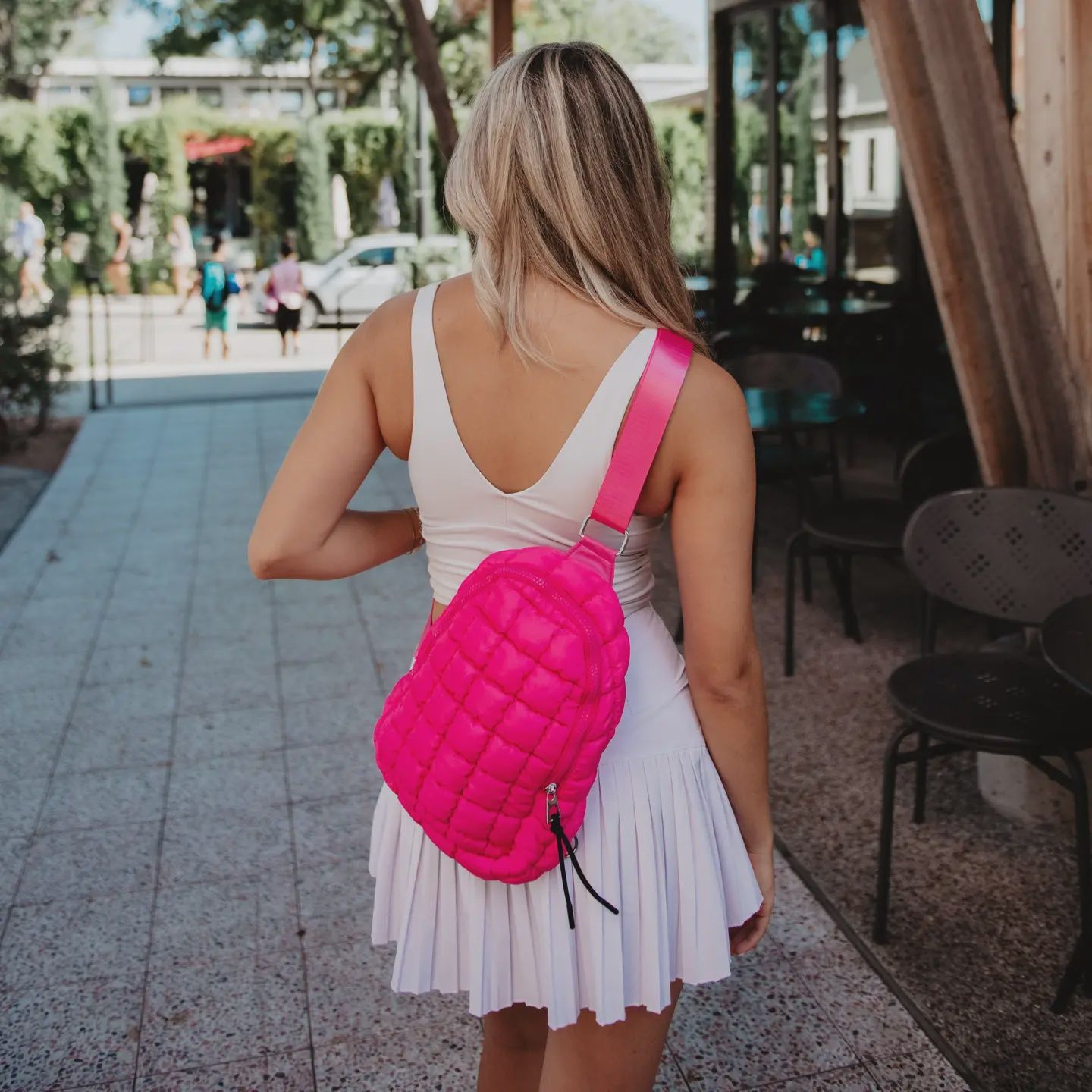 KATYDID QUILTED SLING BAG, COLOR: PINK