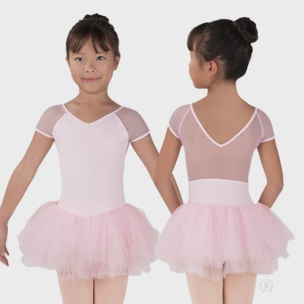 EUROTARD CHILD CAP SLEEVE TUTU DRESS WITH MESH SLEEVE