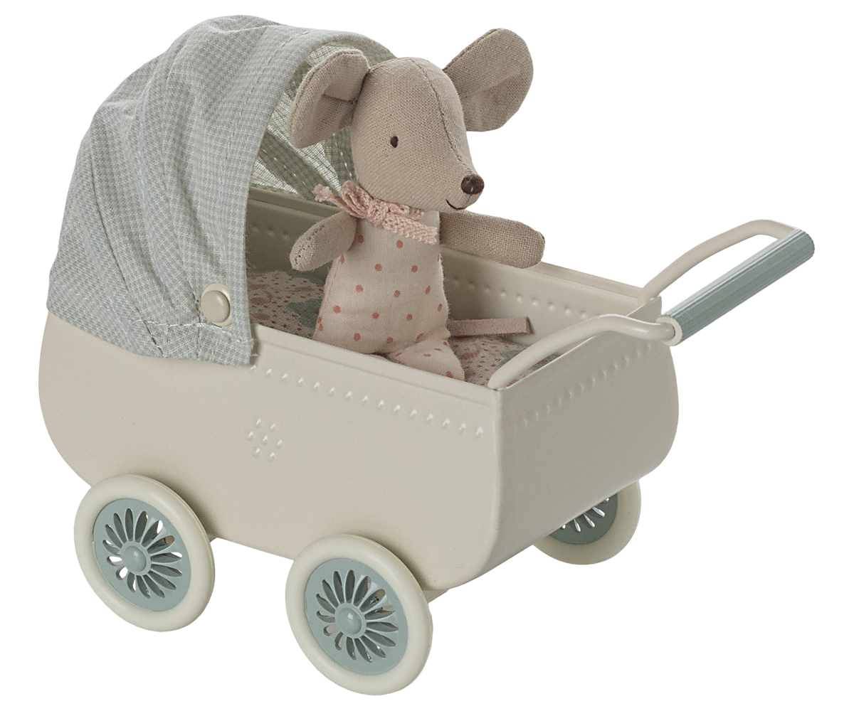 MAILEG PRAM WITH BABY MOUSE