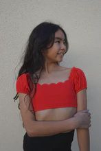 TRENDY TRENDS VALENTINA SCALLOPPED SHORT SLEEVE BRA TOP