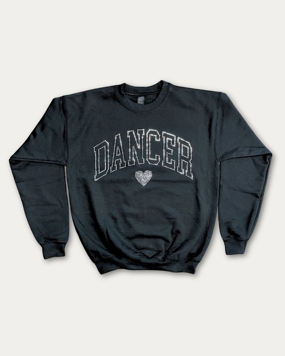 TRENDY TRENDS VARSITY DANCER CREWNECK W/RHINESTONES