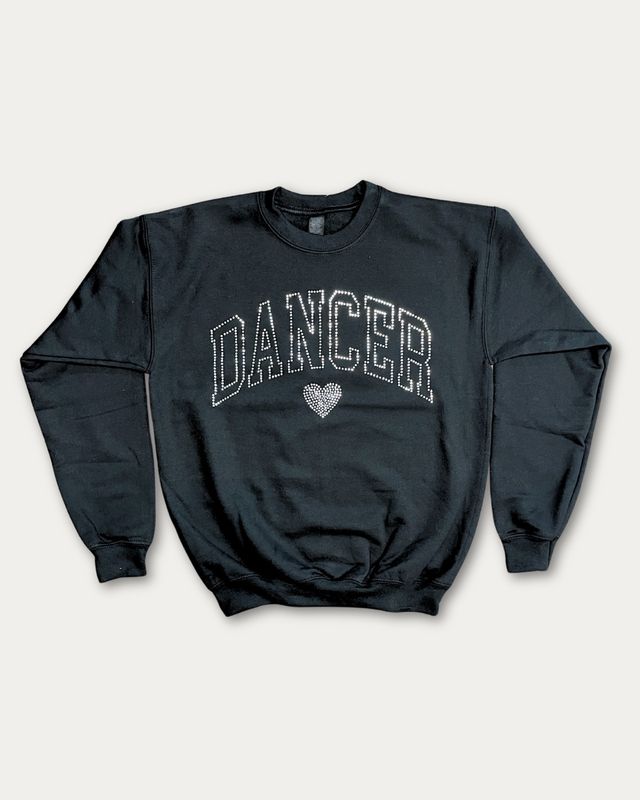 TRENDY TRENDS VARSITY DANCER CREWNECK W/RHINESTONES