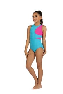 DANZNMOTION 2 TONE TANK LEOTARD WITH KEYHOLE CUTOUT