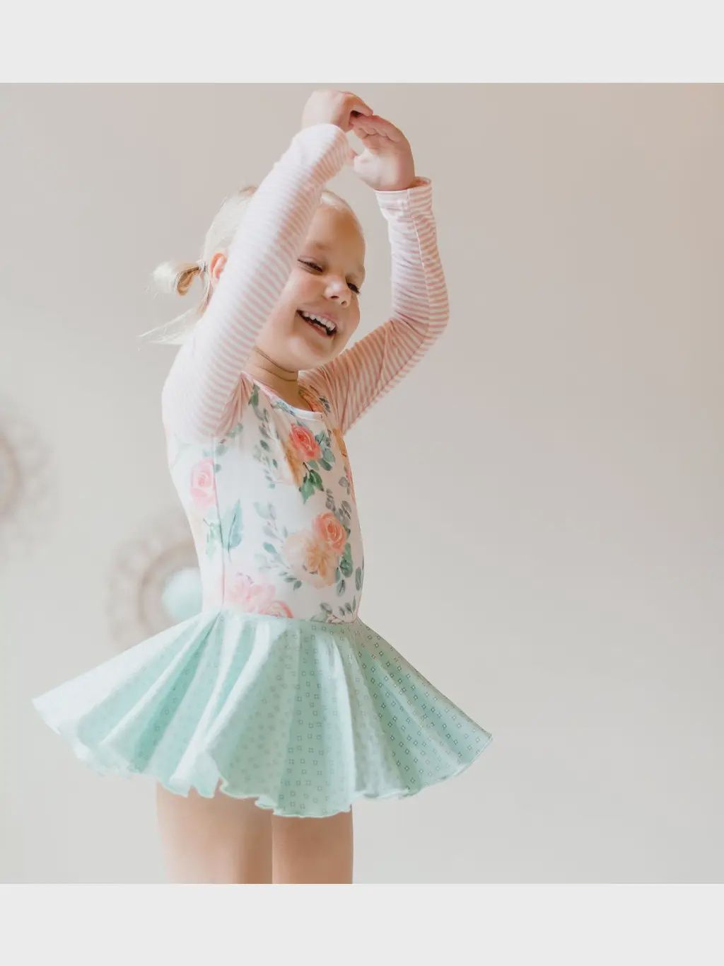 CHEEKY PLUM LONG SLEEVE FARRAH LEOTARD IN PEACHY KEEN