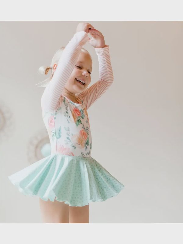 CHEEKY PLUM LONG SLEEVE FARRAH LEOTARD IN PEACHY KEEN